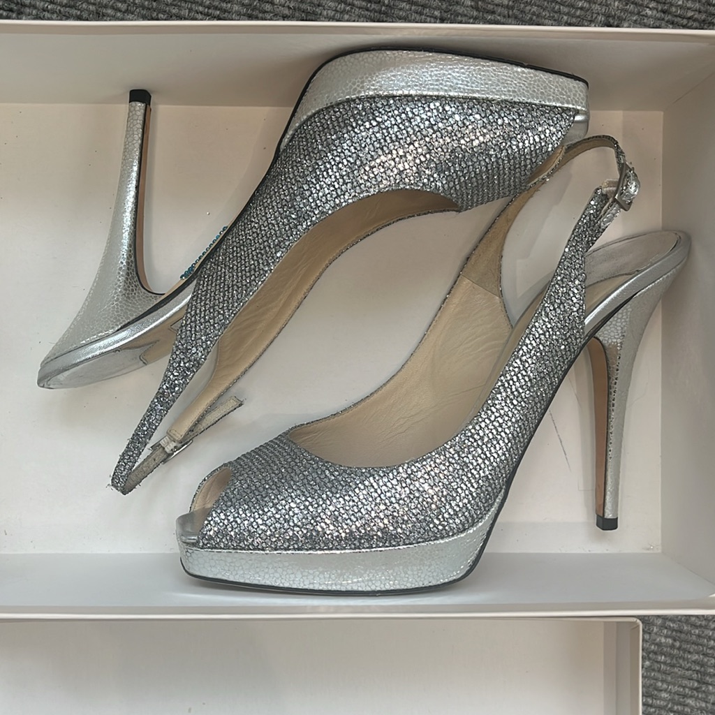 Jimmy Choo Silver Glitter Clue Heel 39.5